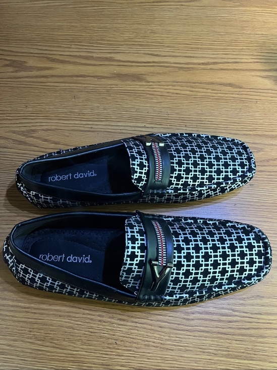 Robert David Vette  Black & White Patterned Slip-On Loafers size 10.5